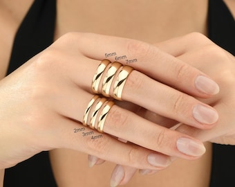 14k Massiv Gelbgold CLASSIC DOME Band, poliert, Comfort Fit, Schlichter Herren Damen Ehering, Schlichter Ehering