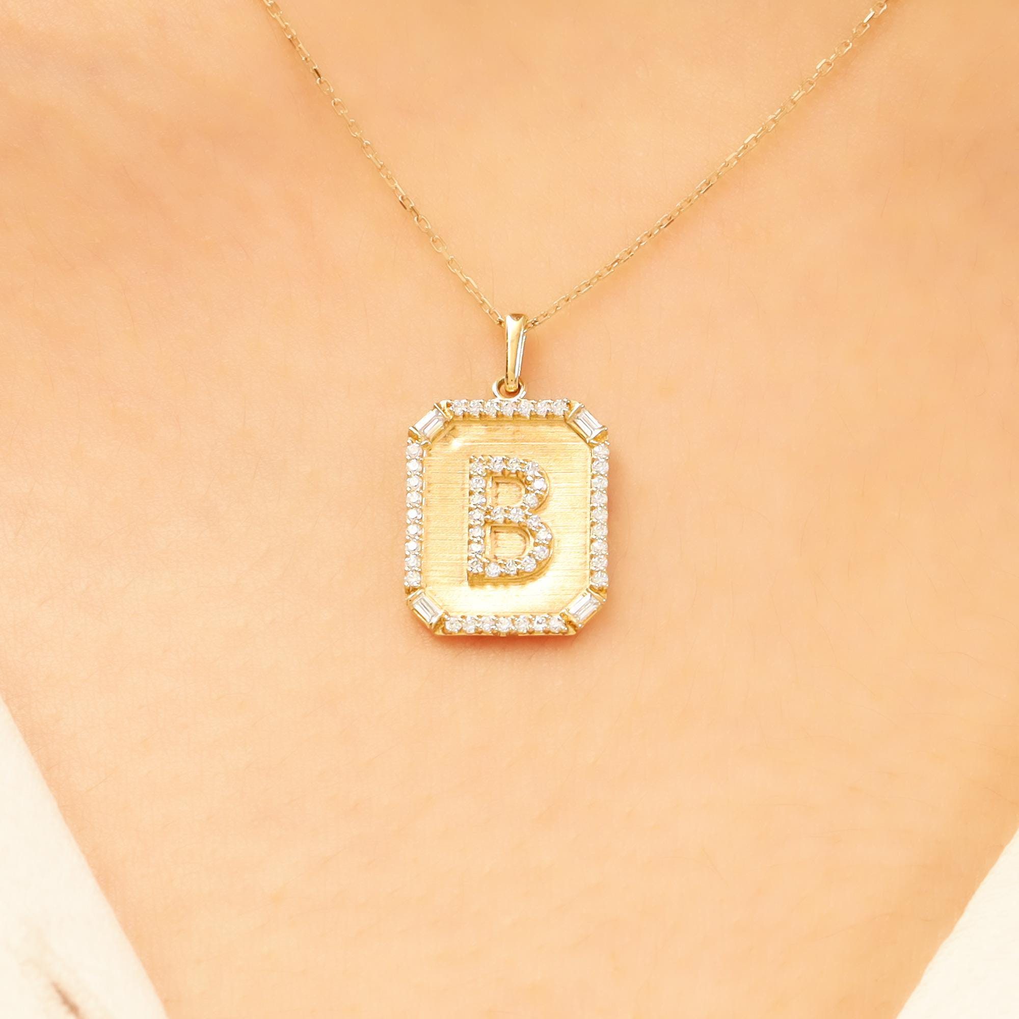 14k Solid Gold Initial Necklace: Personalized Gold Letter