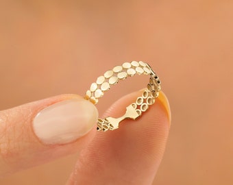 14K Solid Gold Double Flat Beaded Ring, Duo Eternity Ball Ring, 10k 18k Real Gold Simple Bubble Ring, Dainty Dual Flat Bead Ring, BLG Jewels