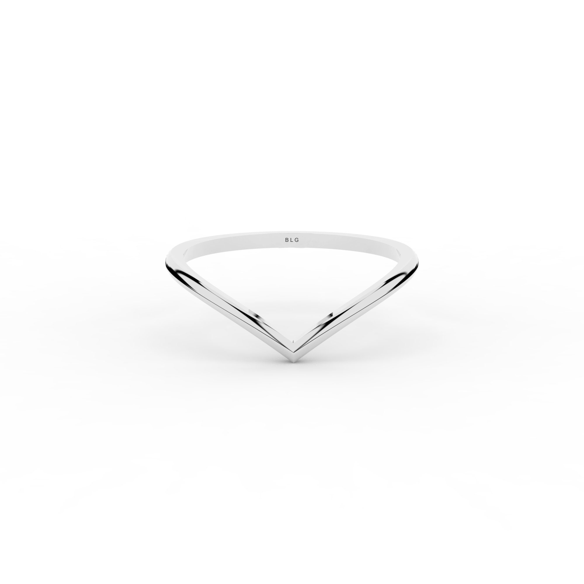 Wishbone Ring 14k Solid Gold, Curved Wedding Band, Plain V Shaped