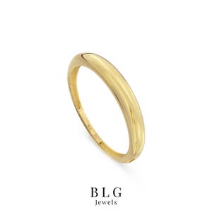 14k Solid Gold Minimalist Dome Ring, Chunky Wedding Band, Thick Gold Ring for Women, Bubble Ring, Plain Simple Wedding Band Ring, Arch Ring zdjęcie 8