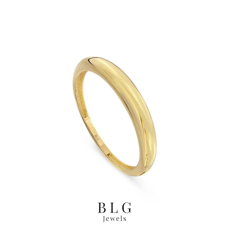 14k Solid Gold Minimalist Dome Ring, Chunky Wedding Band, Thick Gold Ring for Women, Bubble Ring, Plain Simple Wedding Band Ring, Arch Ring zdjęcie 8