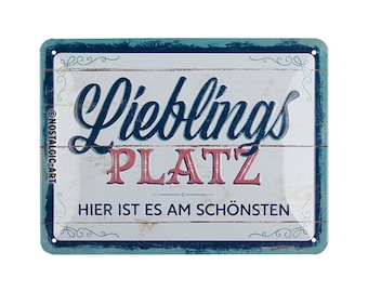 Nostalgic-Art Retro Blechschild, 15 x 20 cm, "Lieblingsplatz", Geschenk-Idee für Dein Zuhause, aus Metall, Vintage Design mit Spruch