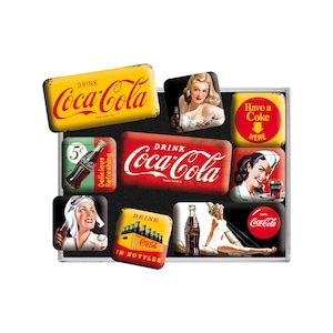 Coca-Cola - Yellow Mix 9-teiliges Retro-Magnet-Set
