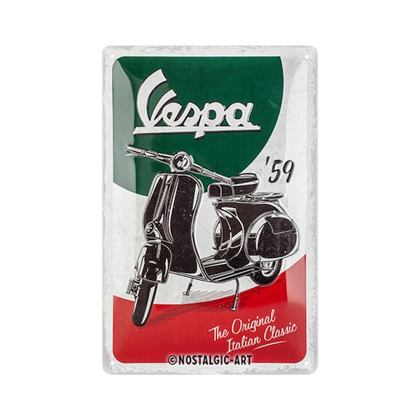 Nostalgic-Art Retro Blechschild, 20 x 30 cm, "Vespa – The Italian Classic", Geschenk-Idee für Roller-Fans, aus Metall, Vintage Design