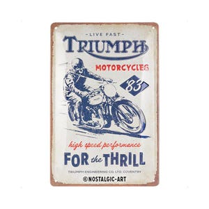 レトロ Triumph バイク ブリキ看板 l ヴィンテージ メタル看板 l 20x30