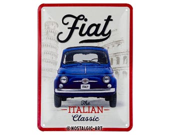 Nostalgic-Art metal sign approx. 6 x 8 in Fiat 500 - Italian Classic wall decor retro gift for fans, collectors, garage wall decor, OLP