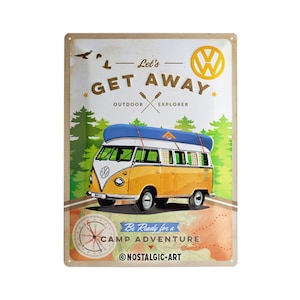 Nostalgic-Art Cartel retro de chapa, 30 x 40 cm, "VW Bulli - Let's Get Away", idea de regalo para Volkswagen Bus, de metal, diseño vintage