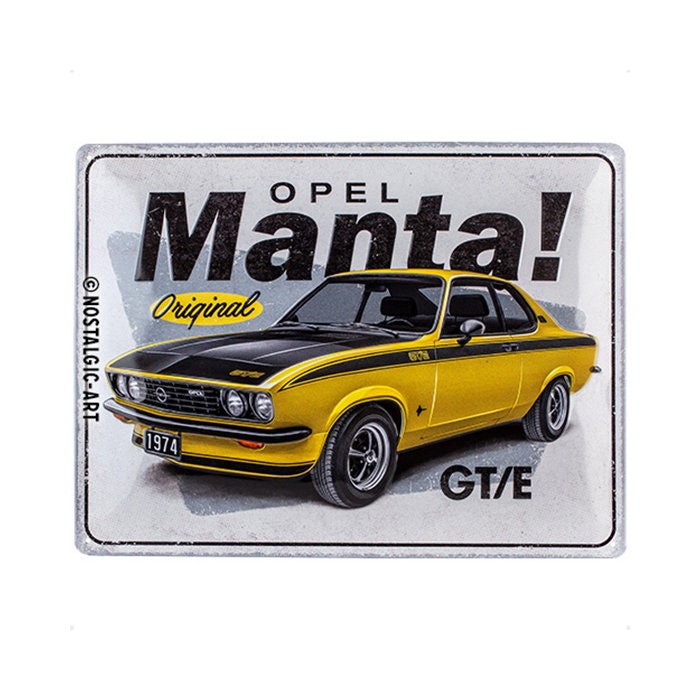 Nostalgic-Art Retro Blechschild, 30 x 40 cm, Opel Manta GT/E, Geschenk-Idee  für Opel-Zubehör Fans, aus Metall, Vintage Design - .de
