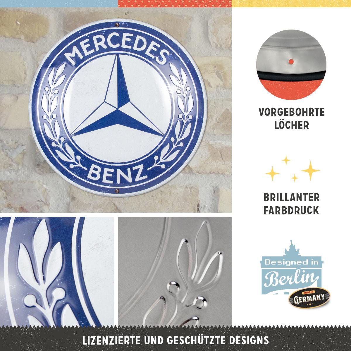 Wall Clock Mercedes-Benz Blue and Silver
