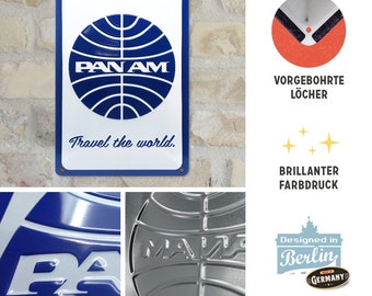 Nostalgic-Art Targa Metallica Pan Am – 15x20 Cm, Vintage, Made In Germany, Idea Regalo Per Viaggiatori