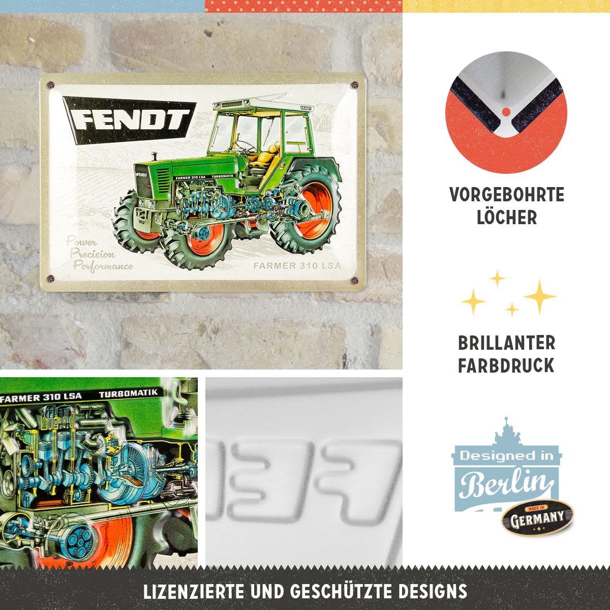 Nostalgic-Art Orologio da parete, Fendt – Tractors – Idea regalo per amanti dei trattori, Grande decorazione per la cucina, Design vintage, 31 cm