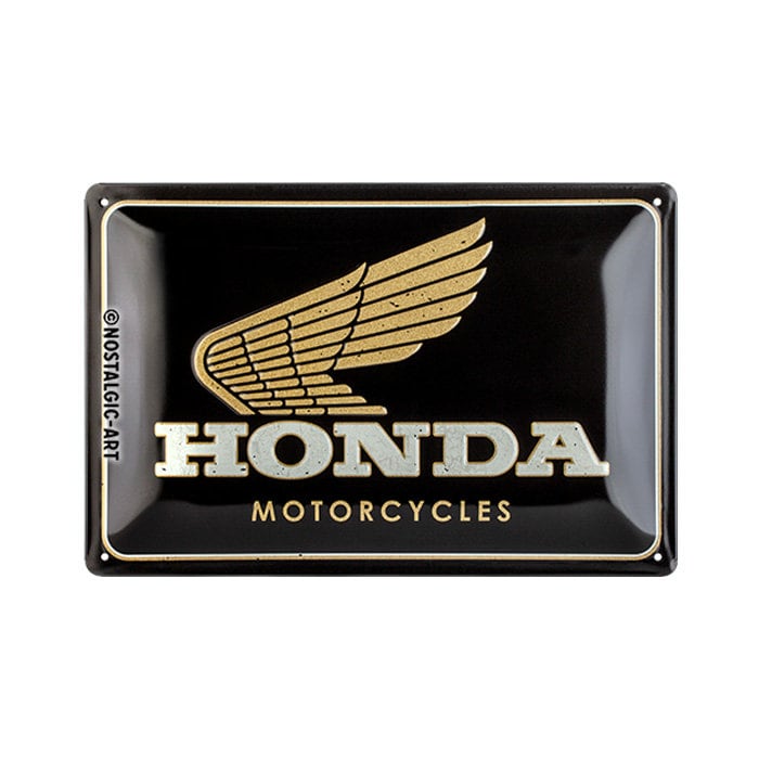 Nostalgic-Art Retro Tin Sign, 20 x 30 cm, "Honda MC – Motorcycles Gold", Gift Idea for Bikers, Made of Metal, Vintage Design