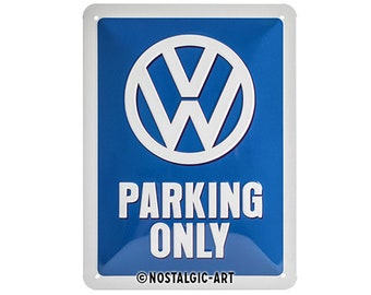 Nostalgic-Art Retro Blechschild, 15 x 20 cm, "VW Parking Only", Volkswagen Bus Geschenk-Idee, aus Metall, Vintage Design