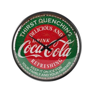 Coca-Cola - Thirst Quenching Green Retro-Wanduhr mit Echtglas, Ø 31 cm