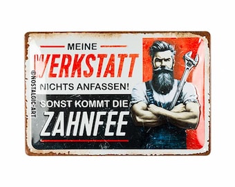 LANOLU Blechschild Retro Motorrad Deko, Mottorad Geschenke Für Männer Und Biker, Lustige Sprüche Schild Werkstatt 20x30cm