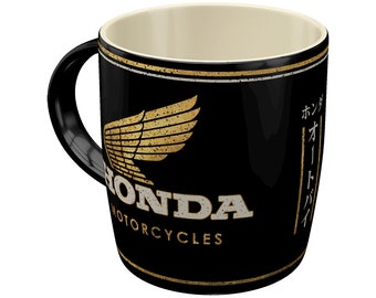Nostalgic-Art Retro Kaffee-Becher, 330 ml, "Honda MC – Motorcycles Gold", Geschenk-Idee für Biker, Keramik-Tasse, Vintage Design