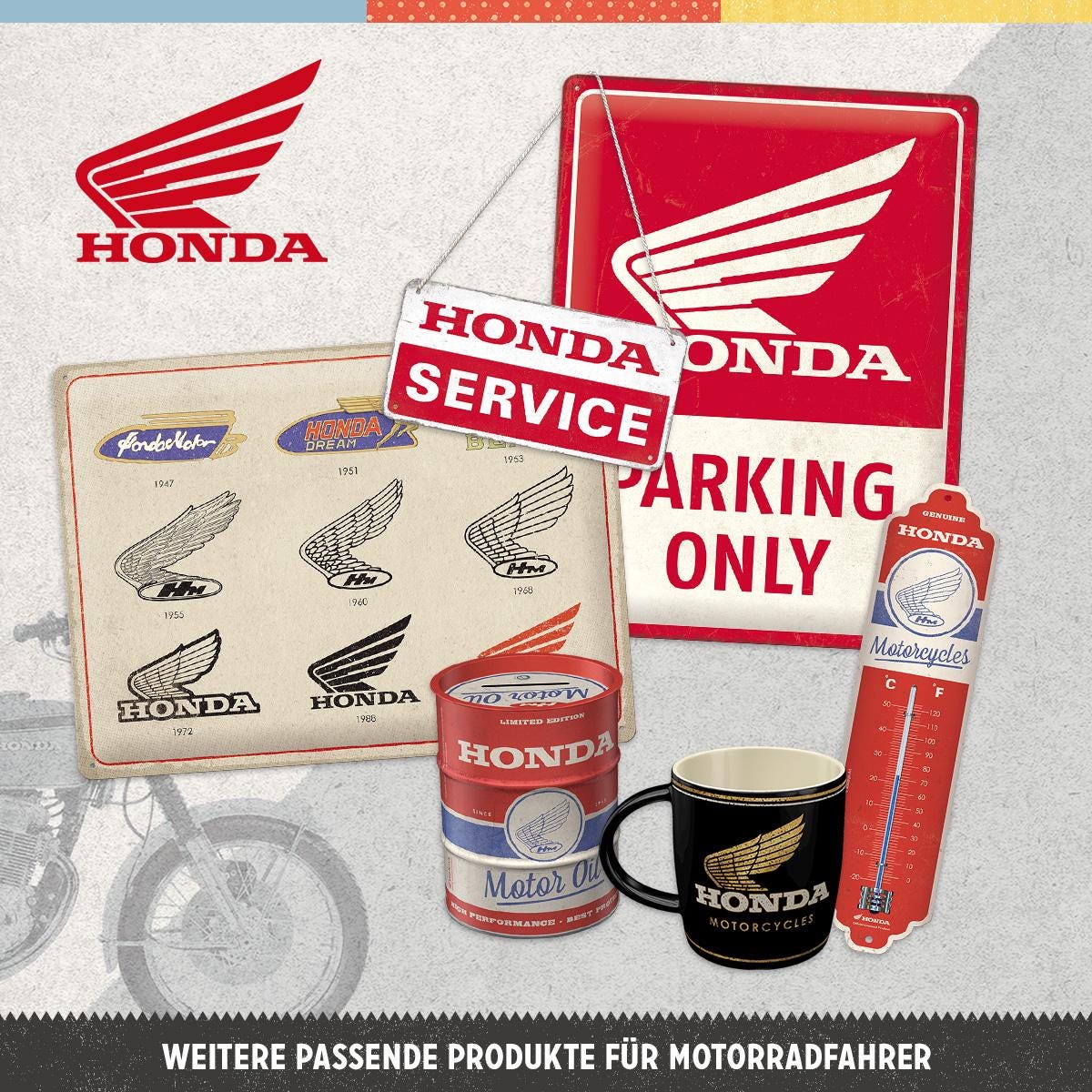 Nostalgic-art Retro Tin Sign, Ø 35 Cm, Honda MC – Motorcycles Gold