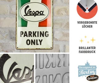 NOSTALGIC ART Plaque en métal 20x30 Vespa Parking - Plaques en métal