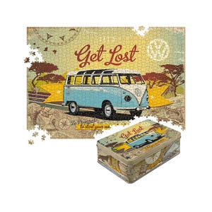 Nostalgic-Art Retro Puzzle 1000 piezas, 68 x 48 cm, VW Bulli - Let's Get Lost - Idea de regalo Volkswagen Bus, OLP, en lata de metal vintage
