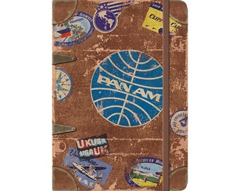 Nostalgic-Art Retro Notebook, A5, "Pan Am – Travel Stickers", gift idea for travel enthusiasts, bullet journal dotted, vintage design