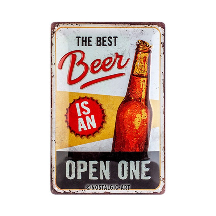 Retro Blechschild „Wo Ich Geh Und Steh – Bier“ – Vintage Wanddeko Aus Metall, 20x30 Cm