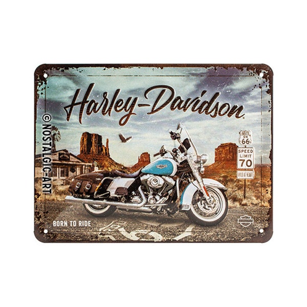 Nostalgic-Art Retro Blechschild, 15 x 20 cm, "Harley-Davidson – Road King", Geschenk-Idee für Biker, aus Metall, Vintage Design