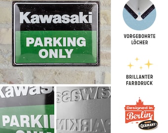Plaque émaillée Kawasaki - Un must-have pour les fans de motos