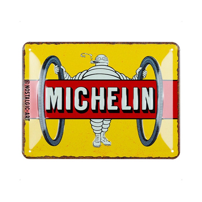 Targa Metallica Retr&ograve; Michelin - 20x30 Cm Decorazione Moto Vintage, Ideale Regalo Per Appassionati