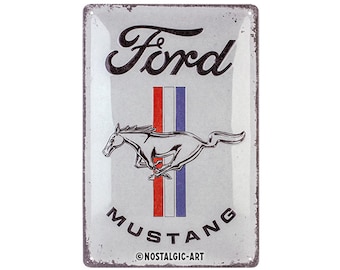Nostalgic-Art retro tin sign, 20 x 30 cm, &quot;Ford Mustang Logo&quot;, gift idea for Ford accessories fans, made of metal, vintage design