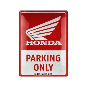 Nostalgic-Art metal sign approx. 12 x 16 in Honda MC - Parking Only wall decor retro gift for fans, collectors, garage wall decor, OLP