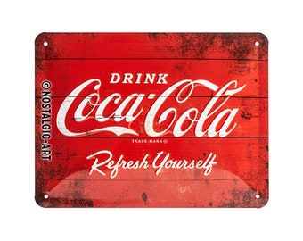 Coca Cola Refresh Yourself Logo Noir SE Plaque murale en métal en