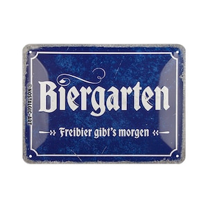 Nostalgic-Art retro tin sign, 15 x 20 cm, &quot;Beer Garden&quot;, gift idea for beer fans, made of metal, vintage design with saying