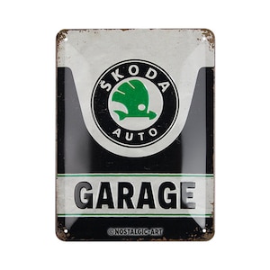 Nostalgic-Art Retro tin sign, 15 x 20 cm, &quot;Skoda - Garage&quot;, gift idea for Skoda accessories fans, made of metal, vintage design