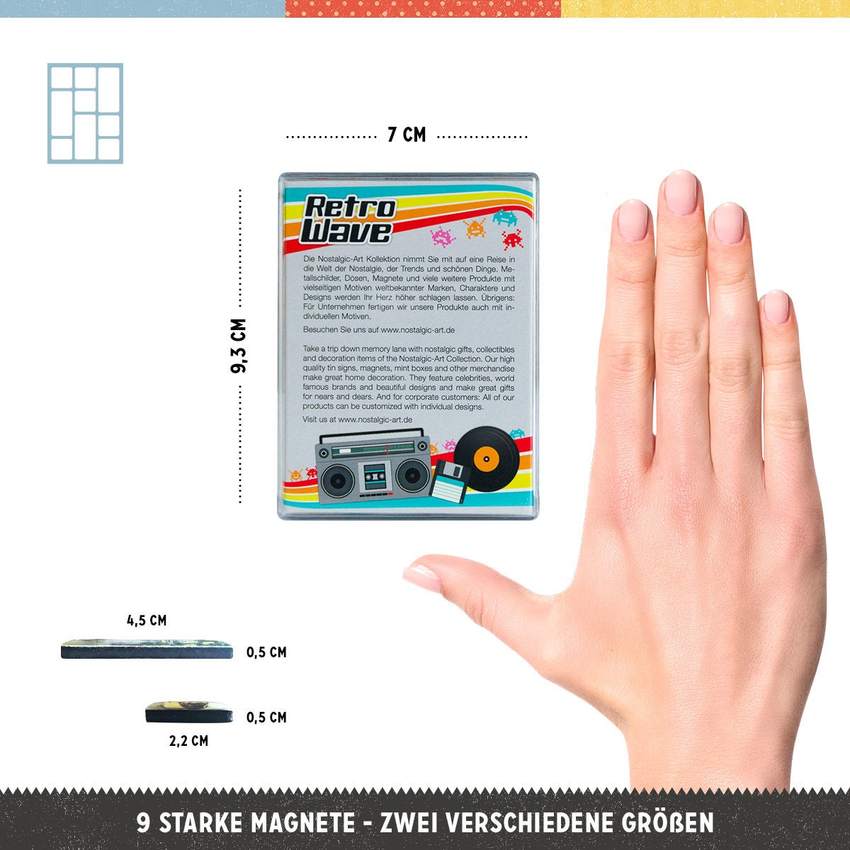 Magneti Per Frigorifero Retrò Nostalgic-Art, Confezione Da 9, "Retro Wave Media", Idea Regalo Per I Fan Della Nostalgia, Set Di Magneti, Design Vintage - Italia - 4