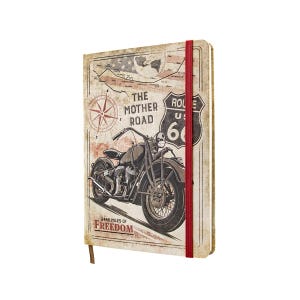 Nostalgic-Art Retro Notizbuch, A5, Route 66 – Bike Map – Geschenk-Idee für Skoda-Zubehör Fans, Bullet Journal dotted, Vintage Design
