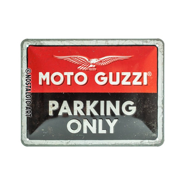 Nostalgic-Art Retro tin sign, 15 x 20 cm, "Moto Guzzi - Parking Only", gift idea for bikers, made of metal, vintage design