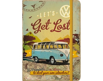 Nostalgic-Art Retro Notebook, A5, "VW Bulli – Lets Get Lost", Volkswagen Bus Gift Idea, Bullet Journal dotted, vintage design