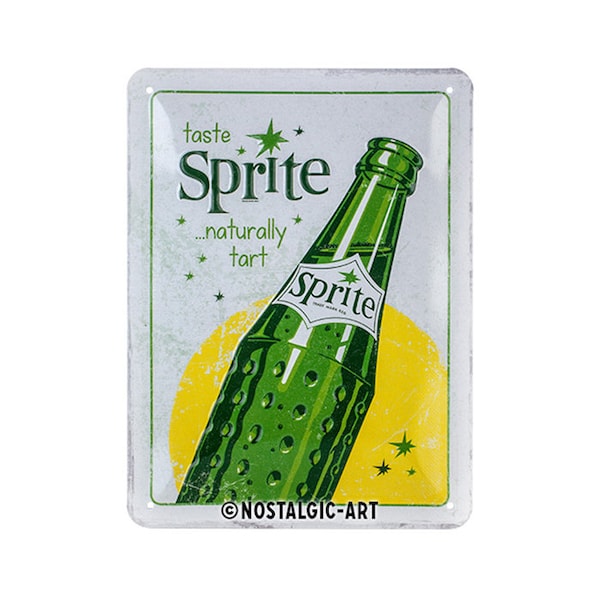 Nostalgic-Art Retro blikken bord, 15 x 20 cm, "Sprite - Bottle", cadeau-idee als baraccessoire, van metaal, vintage design