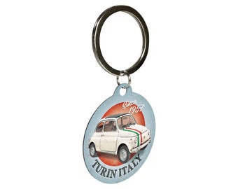 Nostalgic-Art keychain approx. 1.5 x 1.5 in Fiat 500 - Turin Italy gift accessory retro gift for fans, collectors, gift idea, OLP