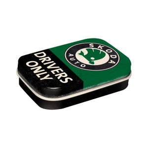 Skoda - Retro pillbox voor bestuurders, gemaakt van plaatstaal, 6 x 4 cm