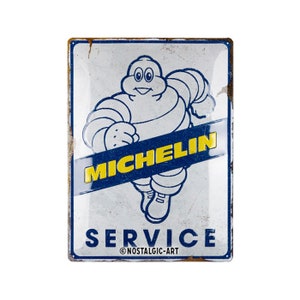 Nostalgic-Art Targa in metallo retrò, 30 x 40 cm, "Michelin - Service", idea regalo per gli appassionati di motori, in metallo, design vintage