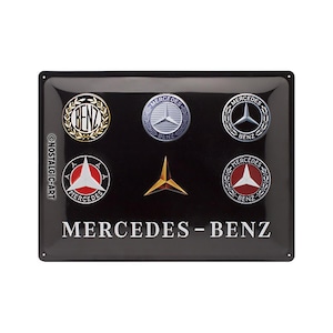 Mercedes-Benz - Logo Evolution Letrero retro de hojalata de acero, 30 x 40 cm