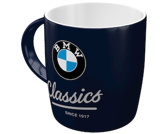 Taza de café retro con arte nostálgico, 330 ml, "BMW – Clásicos", ideal para regalar a los amantes de los accesorios BMW, de cerámica, diseño vintage