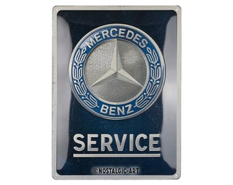 Nostalgic-Art Retro tin sign, 30 x 40 cm, "Mercedes-Benz - Service Emblem Blue", gift idea for car fans, made of metal, vintage design