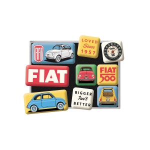 Nostalgic-Art Lot de 9 aimants de réfrigérateur rétro « Fiat 500 – Aimé depuis 1957 », idée cadeau pour les fans de Fiat, ensemble d'aimants, design vintage