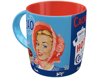 Nostalgic-Art Retro Kaffee-Becher, 330 ml, "Cacao Addicted", Geschenk-Idee für Nostalgie-Fans, Keramik-Tasse, Vintage Design mit Spruch