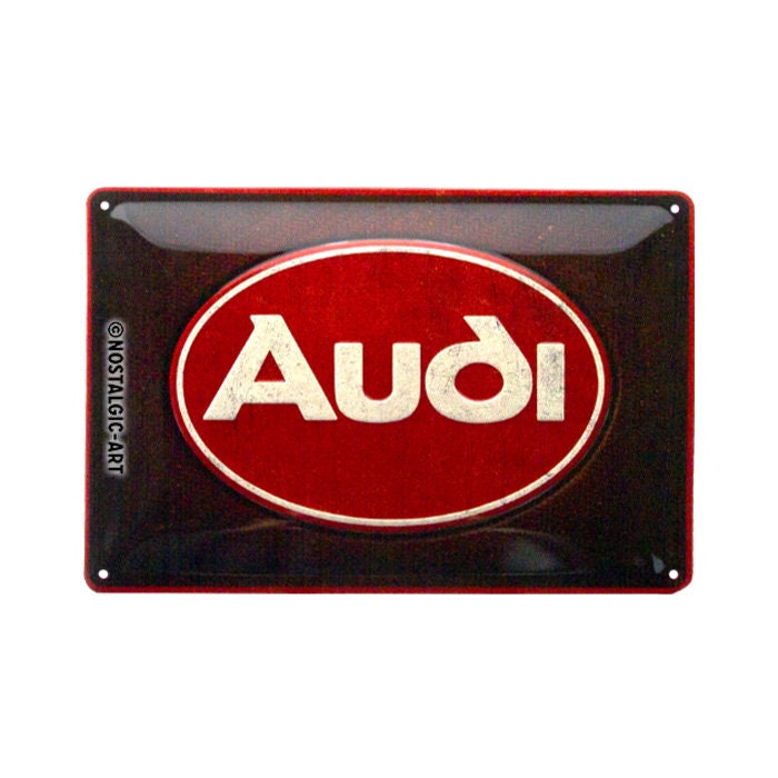 Nostalgic-Art レトロなブリキ看板、20 x 30 cm、「Audi - Logo Red
