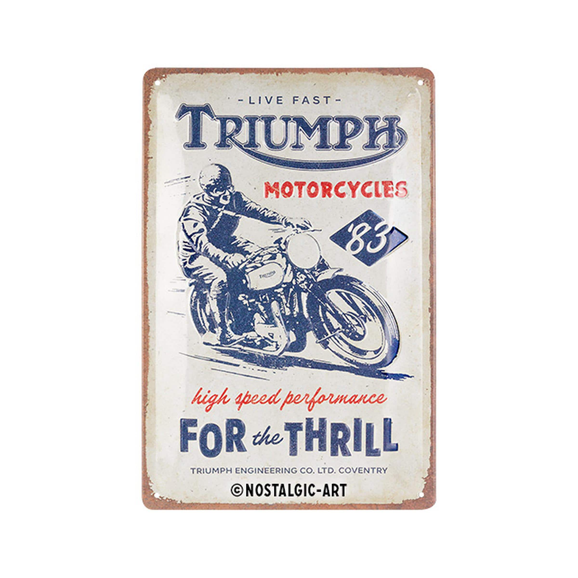 Triumph - for the Thrill Retro Tin Sign Made of Sheet Steel, 20 X