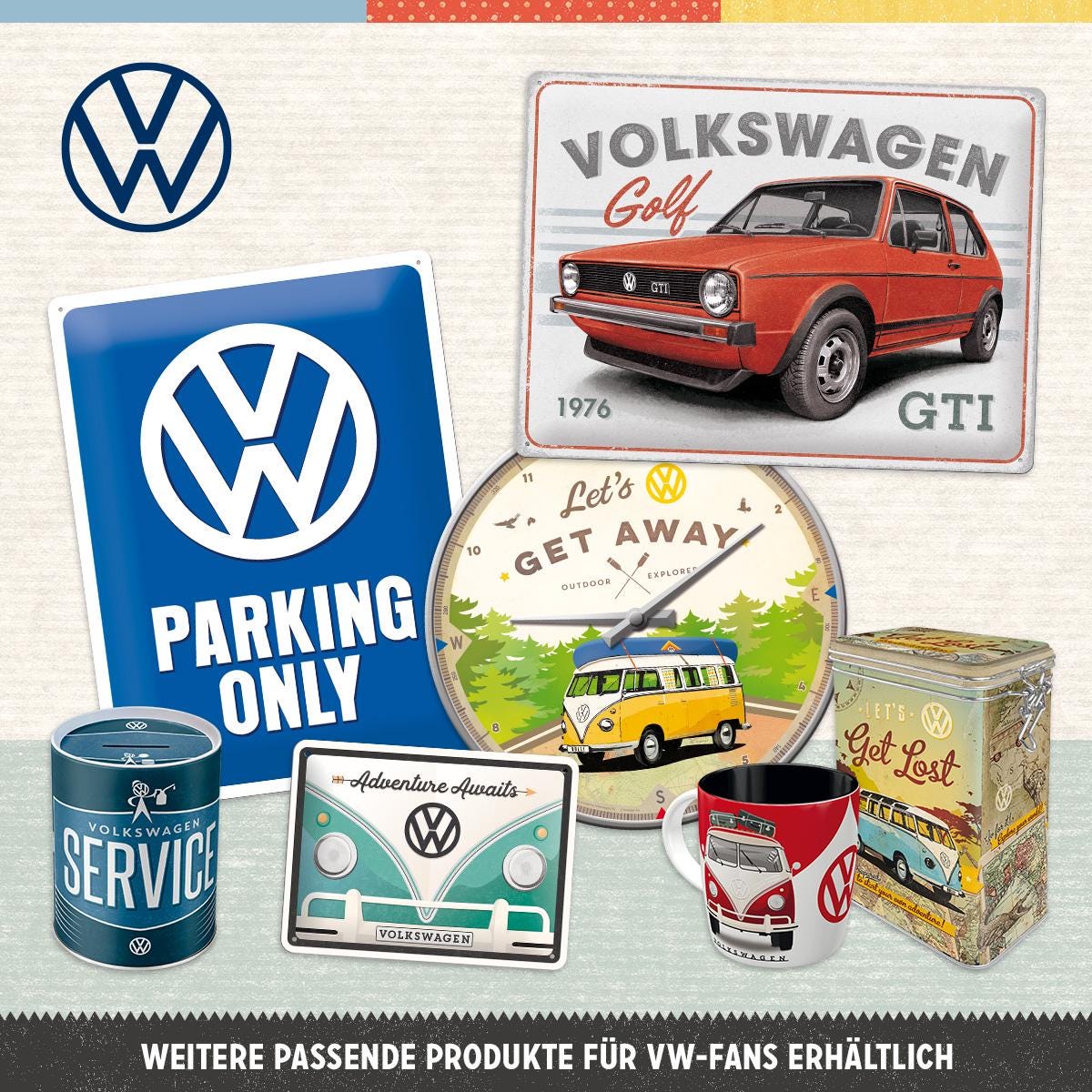 Nostalgic-art Retro Tin Sign, Ø 35 Cm, VW – Logo – Volkswagen Bus
